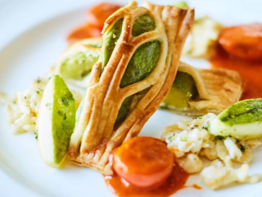 Dish from the main restaurant on-board