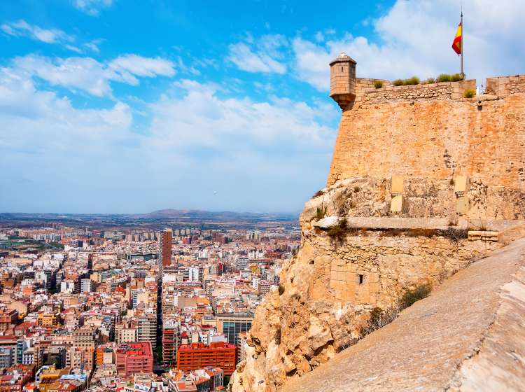 Alicante Santa Barbara castle with aerial view at the famous touristic city in Costa Blanca, Spain; Shutterstock ID 283995116; Invoice Number: -