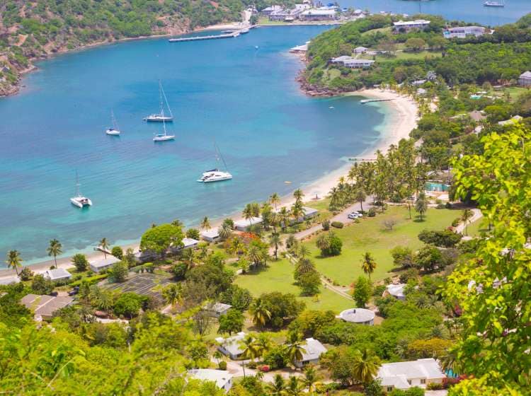 Antigua, Caribbean islands.  English harbour view with Galleon beach and yachts ; Shutterstock ID 667003087; Invoice Number: -