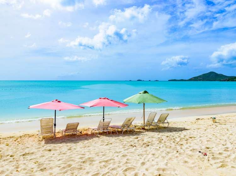 Valley Church Beach, paradise bay at tropical island Antigua in the Caribbean Sea
