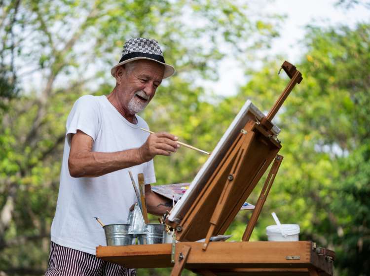 Portrait of a man painting
