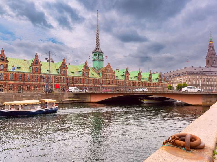 The Old Stock Exchange Boersen and Christiansborg Palace, Copenhagen, Denmark
