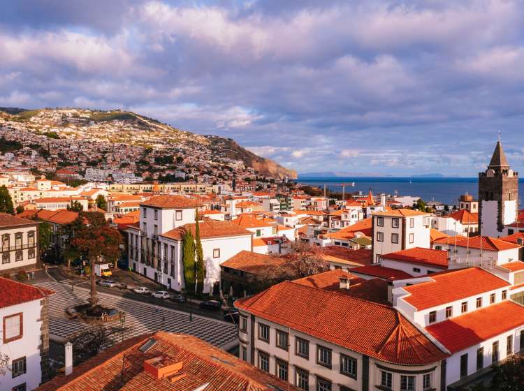 Praca do MunicÃ­pio town square in Funchal city Madeira Portugal
