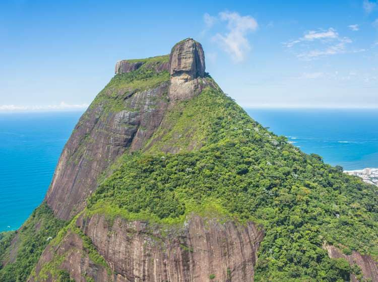 View of the beautiful Pedra da GÃ¡vea (Gavea Rock) from a viewpoint at Pedra Bonita - Rio de Janeiro, Brazil