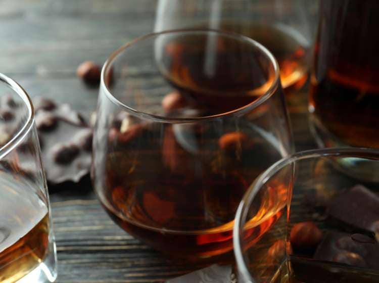 Concept of hard alcoholic drinks with cognac
