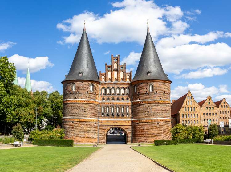 Holsten Gate Holstentor panorama Hanseatic city town of LÃ¼beck in Germany