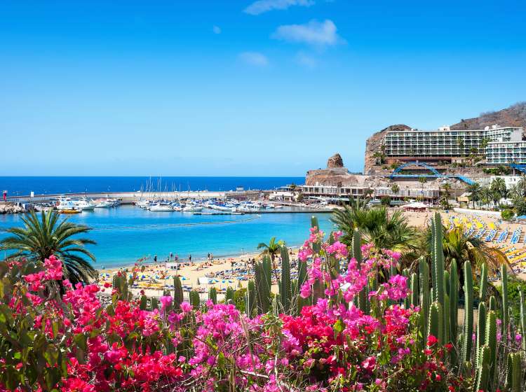 Beach and marina in Gran Canaria in the Canary Islands