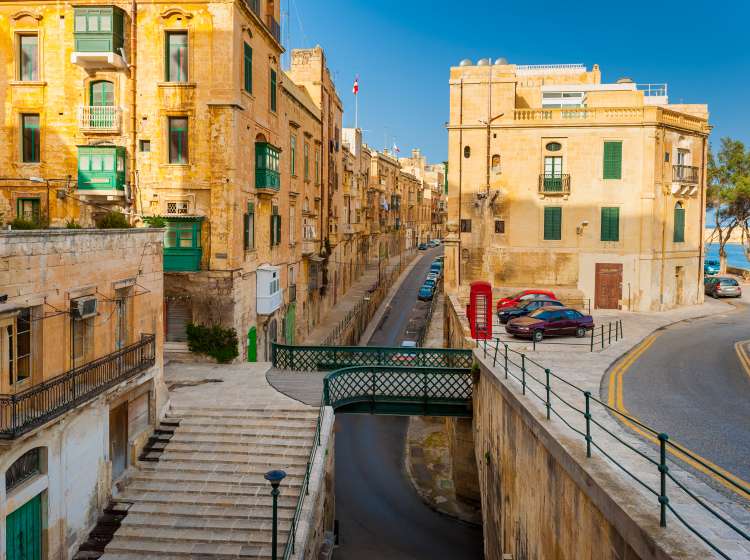 Street in Valletta, capital of Malta.