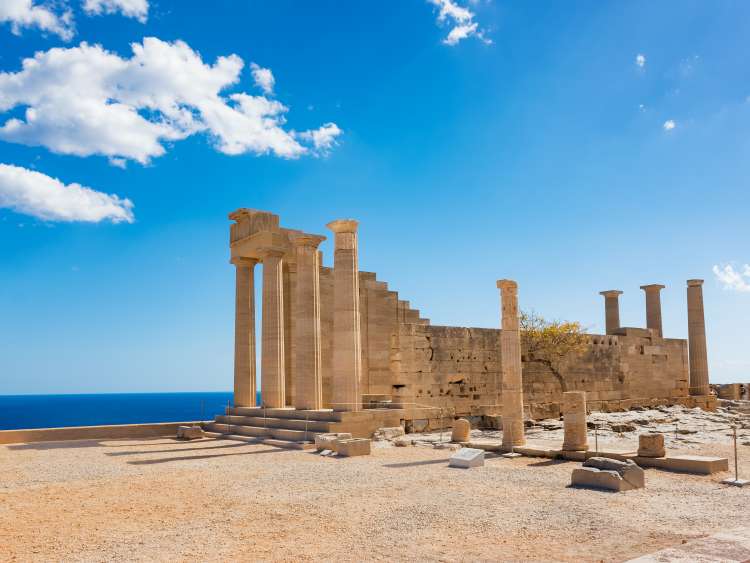 Doric temple of Athena Lindia on Acropolis of Lindos (Rhodes, Greece); Shutterstock ID 1010958418; Invoice Number: -