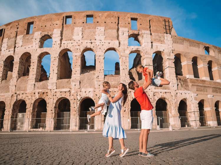 Happy family on roman holidays