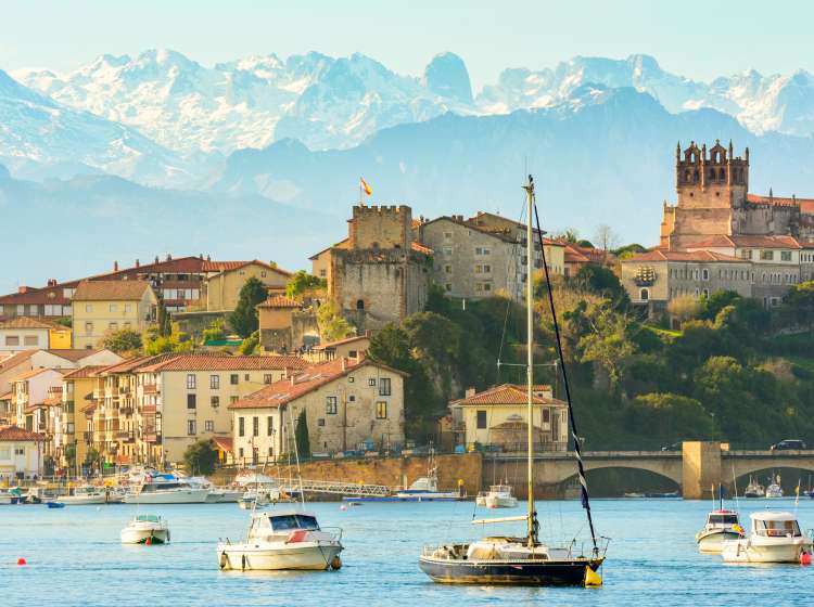 panoramic views to san vicente de la barquera traditional village at cantabria, spain; Shutterstock ID 533886376