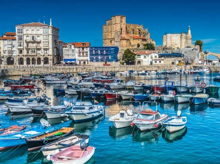 The port city of Castro Urdiales on the Bay of Biscay, Cantabria, northern Spain.