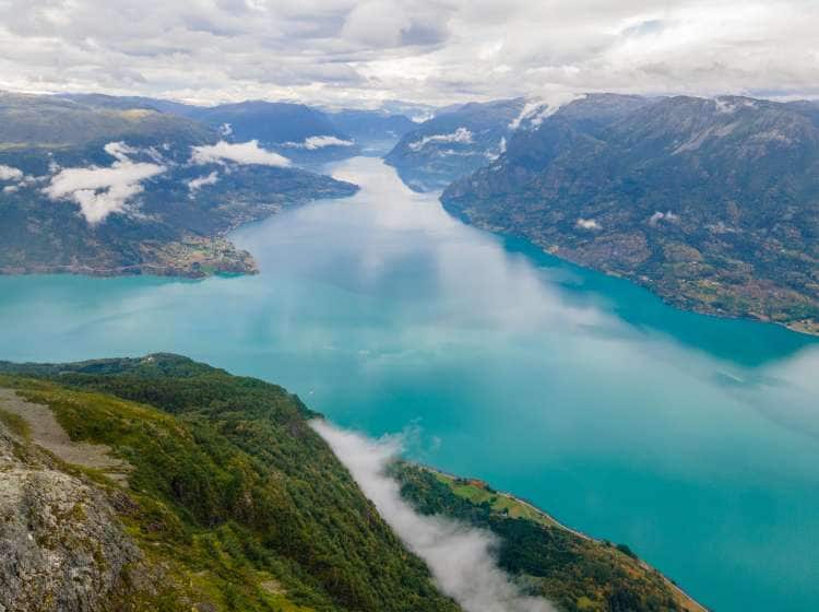 Views of LustraFjord from Molden hike, Norway