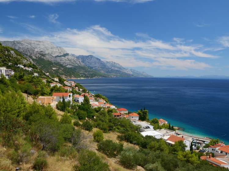Pisak village in Croatia with Bikovo mountains and Makarska on the backgorund