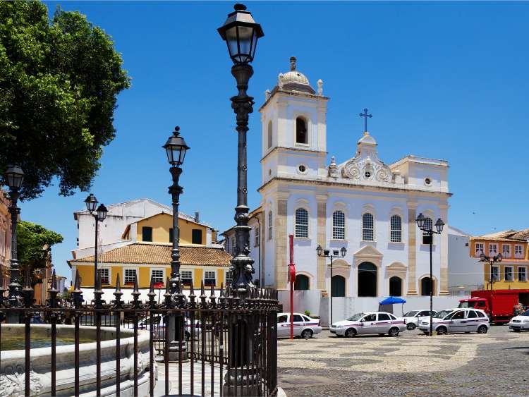 Brazil. Salvador. Church on Terreiro de Jesus Square.
Terreiro de Jesus Square is the Central square of the Upper city of Salvador in Brazil. The temple was built in the Baroque style.; Shutterstock ID 695074786; Invoice Number: -
