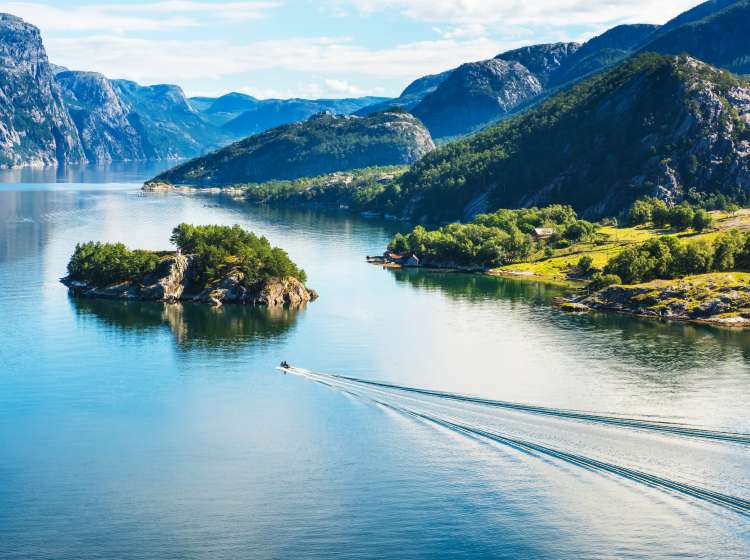 Norwegian fjord and mountains in summer. Lysefjord, Norway