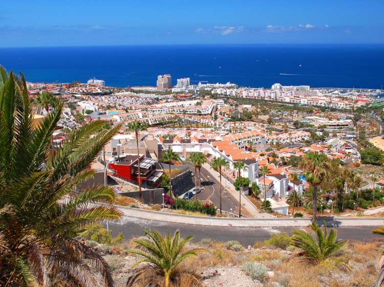 picturesque outstanding landscape of beautiful resort playa de las americas on tenerife, canary islands, spain