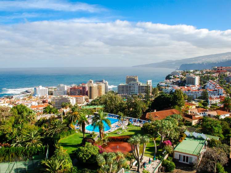 Aerial view of Puerto De La Cruz downtown, Tenerife, Canary Islands, Spain; Shutterstock ID 709554475; Invoice Number: -