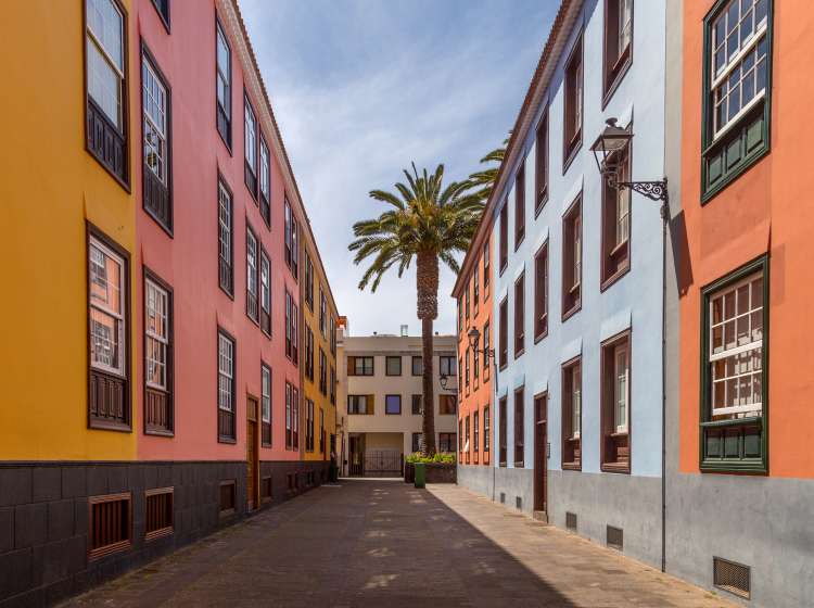 Colourful streets of San Cristobal de La Laguna, a city in the Province of Santa Cruz de Tenerife, on the Canary Islands. Popular tourist destination and attraction; Shutterstock ID 639539524; Invoice Number: -