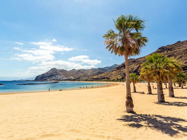 Playa de Las Teresitas in Tenerife / Canary Islands and Santa Cruz in the background.