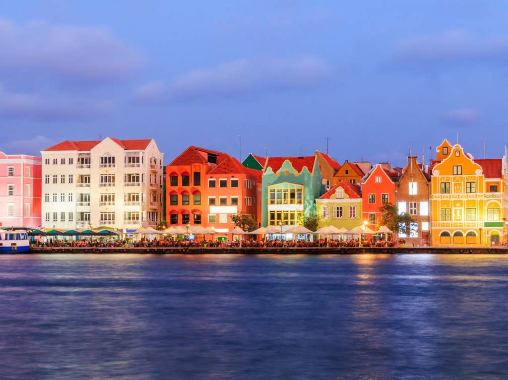 Colourful buildings along on the waterfront in Willemstad, Curacao
