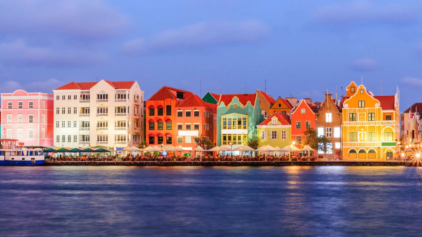 Colourful buildings along on the waterfront in Willemstad, Curacao