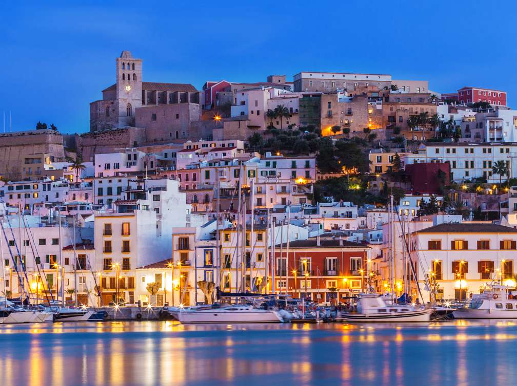 Ibiza lit up at night 