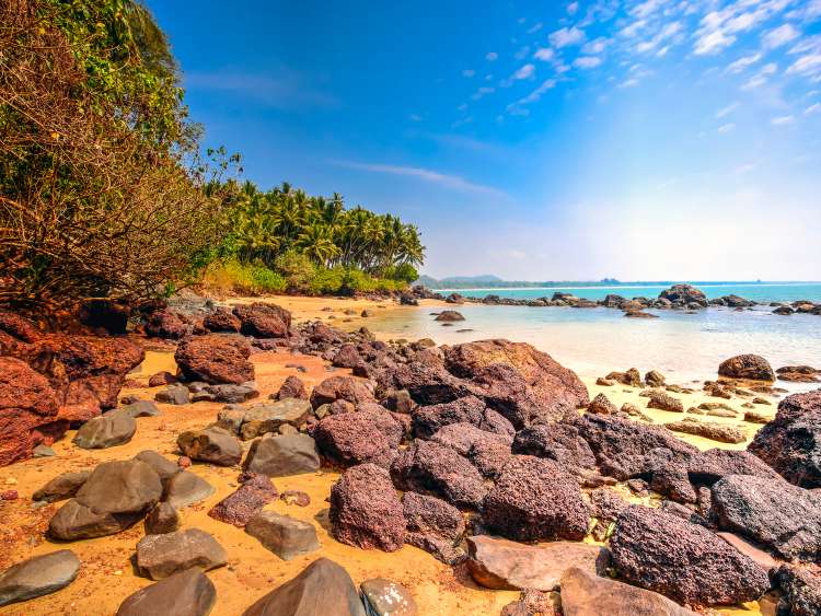 Rocky beach next to the sea 