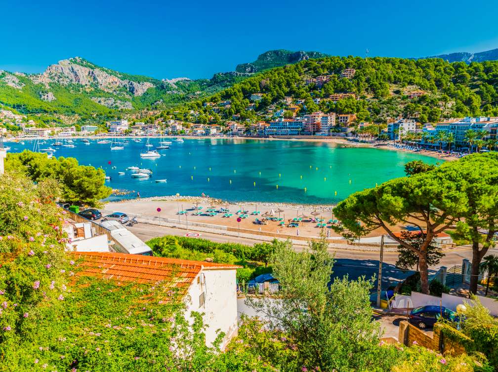 View overlooking sea from mountains