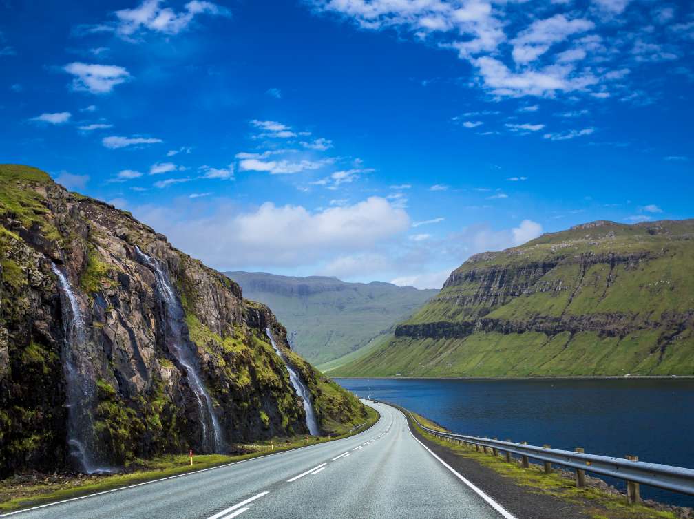 Mountain road in Torshavn, Faroe Islands