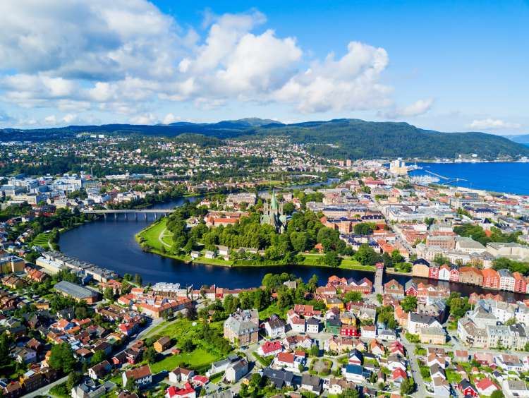  Sky view of houses and a river