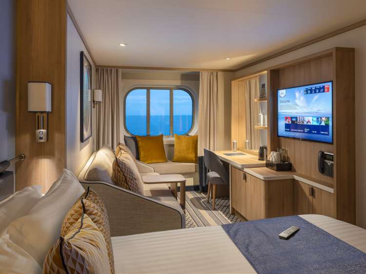 Sea view cabin on board P&O Cruises ship Iona