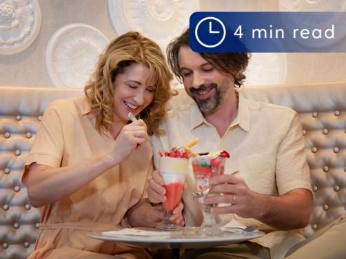 Two people enjoying dessert on P&O Cruises