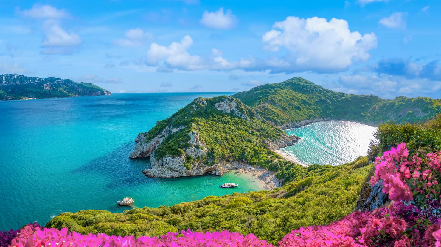 A view of Porto Timoni beach, Corfu, Greece.