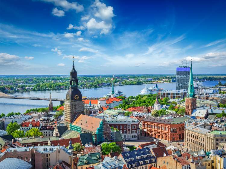 Aerial view of Riga center from St. Peter's Church, Riga, Latvia