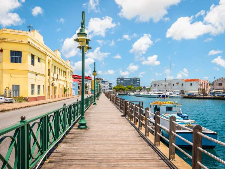 Path by the sea and buildings in Barbados