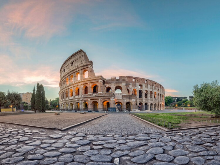 Colosseum in Rome, Italy in sunset