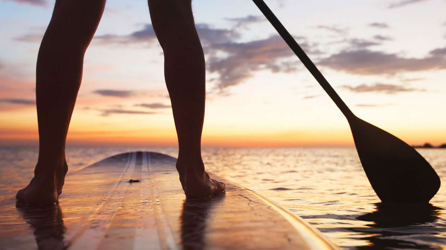 Person paddle-boarding in the sea
