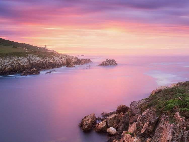 Lighthouse by the sea in La Coruna