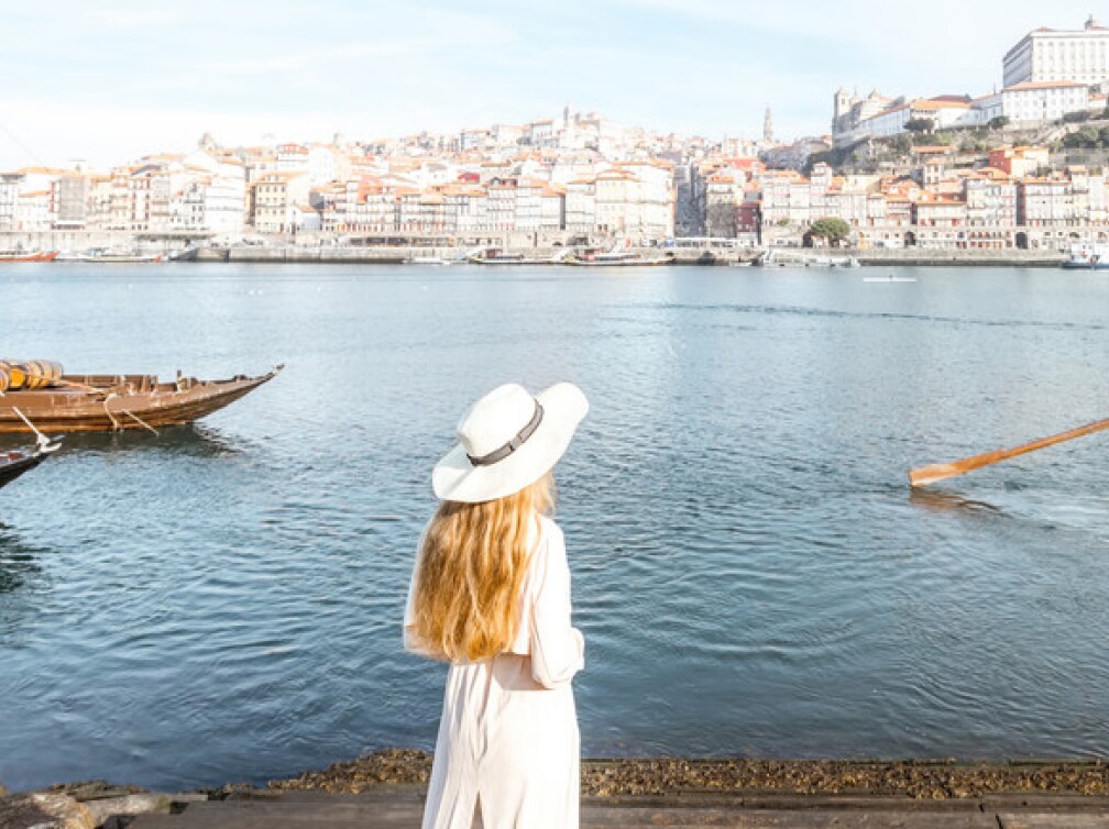 Lady looking at the view in Porto