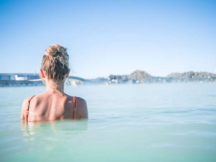  Woman in the Blue Lagoon in Iceland