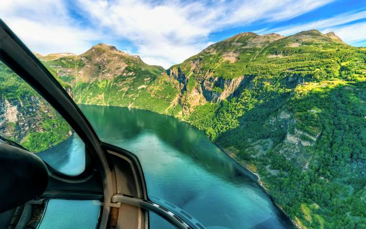 Beautiful aerial landscape view Geiranger  fjord in More og Romsdal county in Norway.