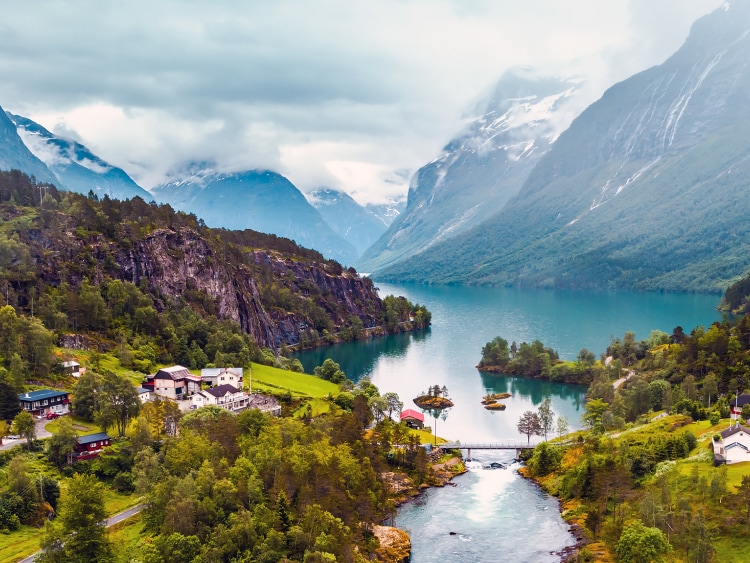 View of Stavanger Norway facing the mountains