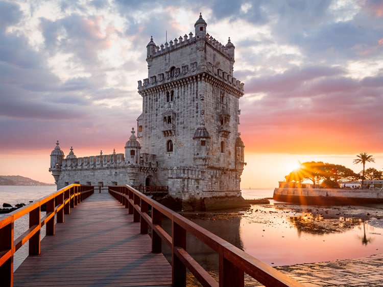 Belem Tower in Lisbon during sunset