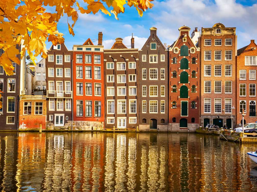Buildings in Amsterdam across the canal