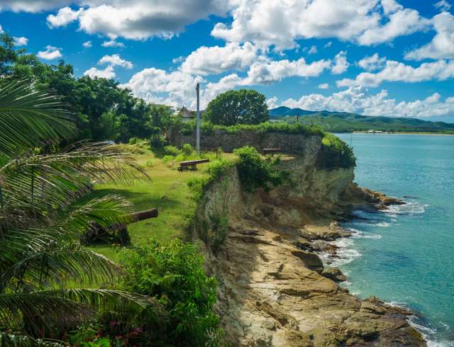Old cannons at Fort James in Antigua island; Shutterstock ID 1118932439; project: Caribbean beaches page; job: new page; client: PO Cruises; other: 