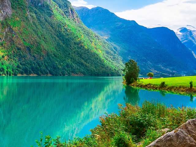 Nordfjord in the port of Olden, Norway
