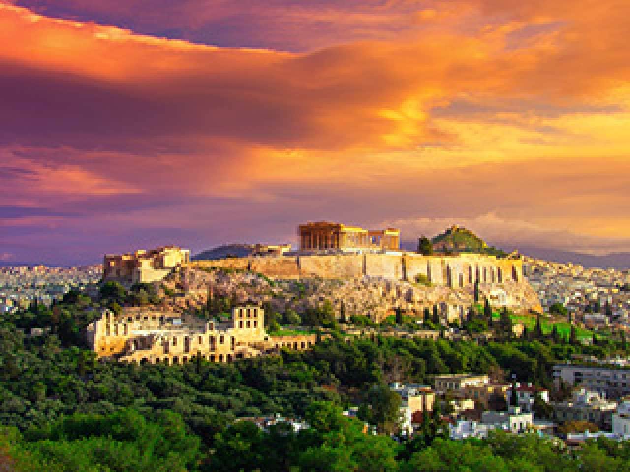 The Acropolis of Athens at sunset