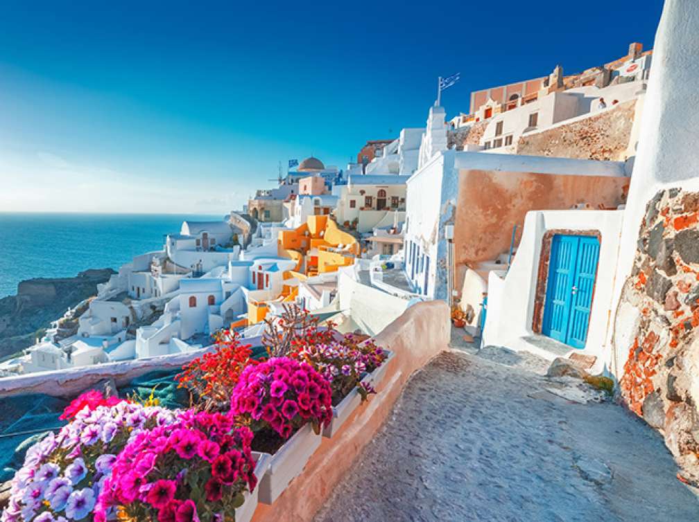 Whitewashed houses in the Greek island of Santorini