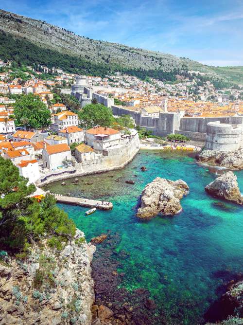 The city walls on the coast of Dubrovnik, Croatia